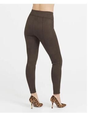SPANX Faux Suede Leggings-NWT-Chocolate Brown-Petite Large